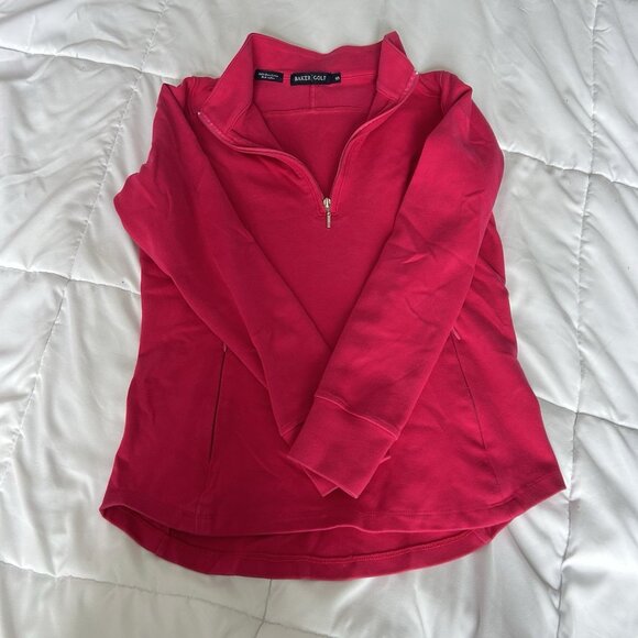 Baker Golf Tops - Baker Golf Womens Small 1/4 Zip Pullover Hot Pink 100% Pima Cotton Pockets
